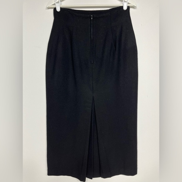 Isaac Hazan 100% wool skirt midi black size 8 - Picture 2 of 8